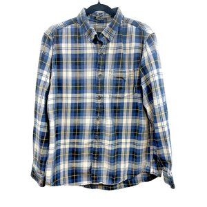Eddie Bauer Men's 100% Cotton Flannel  Plaid Shirt Size Large Blue